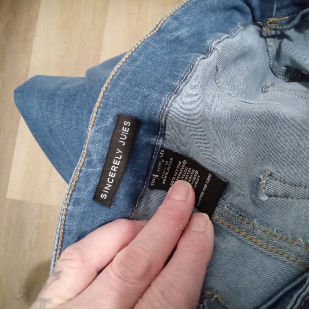 Sincerely Jules Retro V-Shaped Zippered Front Blue Jeans Juniors Size 9 - Picture 3 of 16